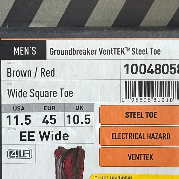 Ariat Groundbreaker VentTEK Steel Toe Mens Brown Red Wide Square Boots 11.5 EE